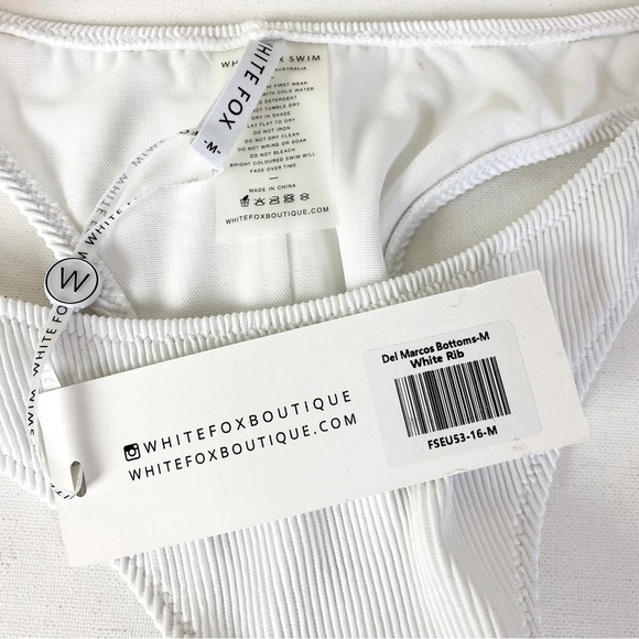 Wildfox Del Marcos White Rib Bikini Bottom Size M - Picture 7 of 8